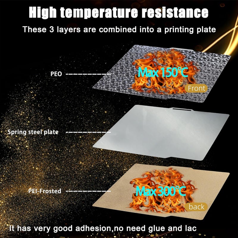 GOMENL Double Sided PEO PEI Build Plate for Bambu Lab X1/X1C/X1E/P1P/P1S/A1, 257x257mm PEO+PEI Spring Steel Plate Flexible Textured Plate for Bambu Labs Series 3D Printers - Image 5